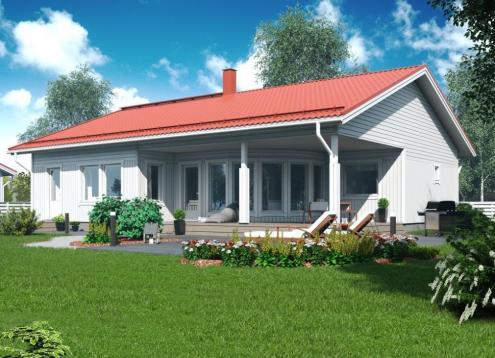 № 1056 Купить Проект дома Валокари 115-134. Закажите готовый проект № 1056 в Курске, цена 41400 руб.